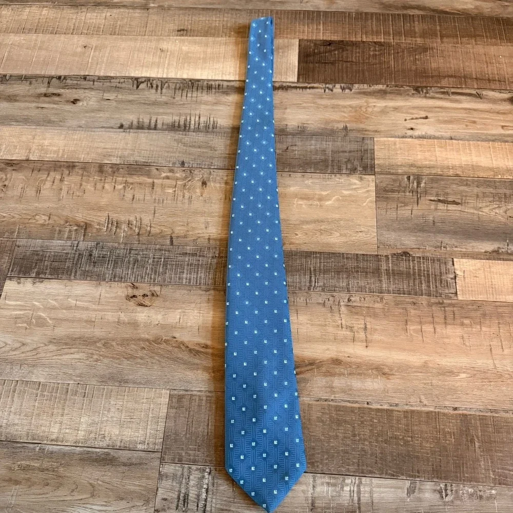Blue Light Blue Geometric Woven Men's Tie 100% Polyester Classic 57-60